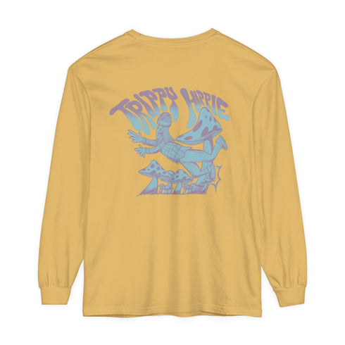 Trippy Hippie (Back design) - Unisex Garment-dyed Long Sleeve T-Shirt